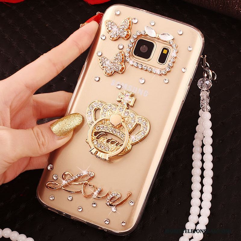 Samsung Galaxy S6 Edge Fodral Skal Stjärna Guld Skydd Trend Strass