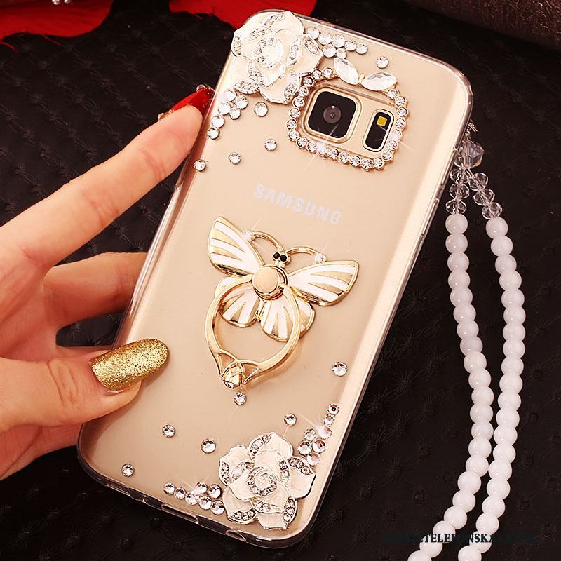 Samsung Galaxy S6 Edge Fodral Skal Stjärna Guld Skydd Trend Strass