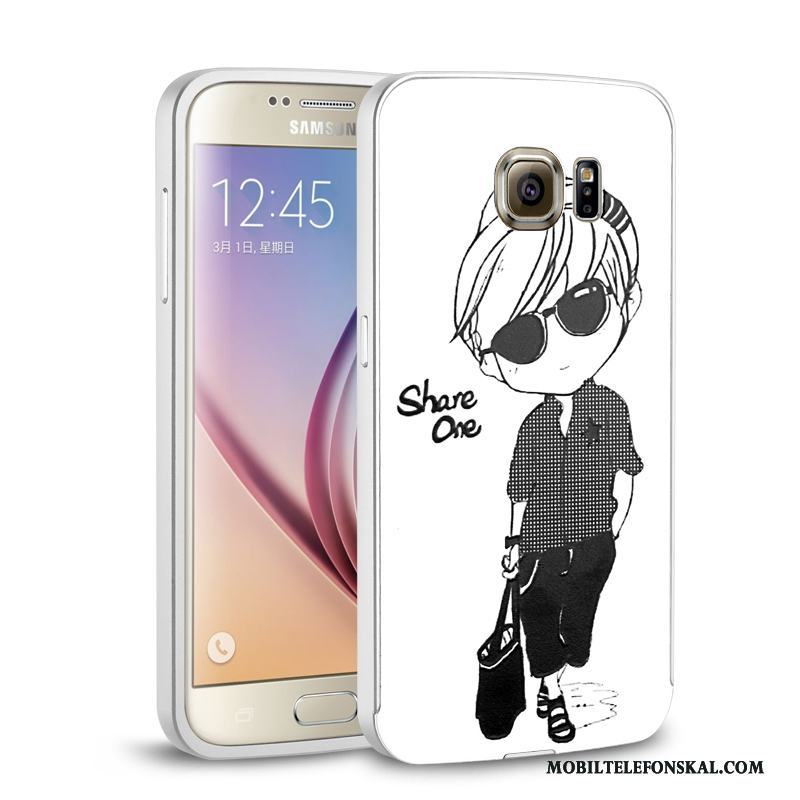 Samsung Galaxy S6 Edge Metall Fallskydd Mobil Telefon Spegel Skal Silver Stjärna