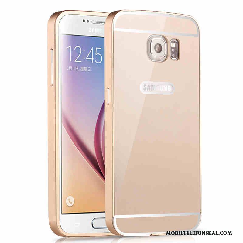 Samsung Galaxy S6 Edge Metall Fallskydd Mobil Telefon Spegel Skal Silver Stjärna