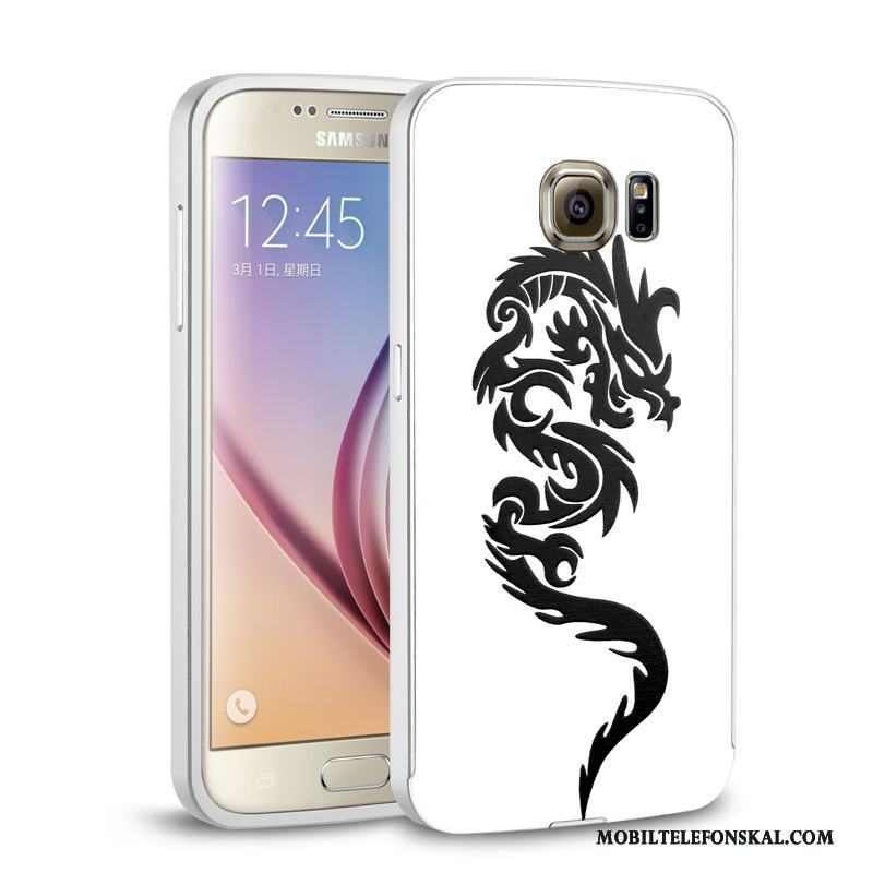 Samsung Galaxy S6 Edge Metall Fallskydd Mobil Telefon Spegel Skal Silver Stjärna