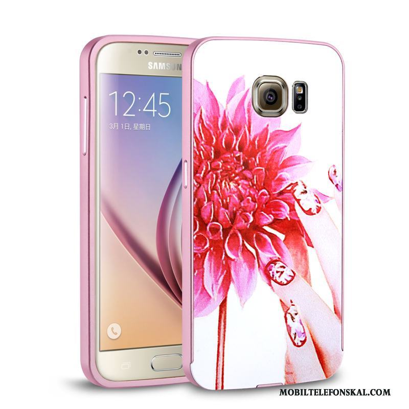 Samsung Galaxy S6 Edge Metall Fallskydd Mobil Telefon Spegel Skal Silver Stjärna