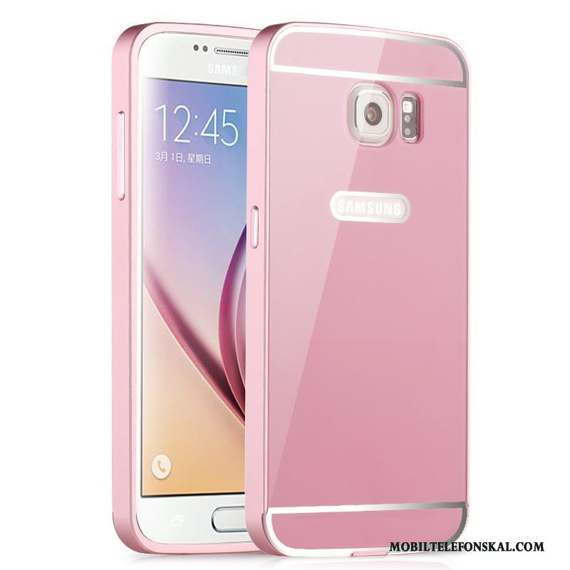 Samsung Galaxy S6 Edge Metall Fallskydd Mobil Telefon Spegel Skal Silver Stjärna