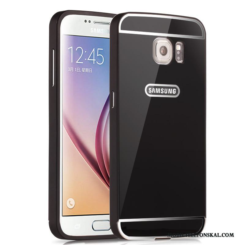 Samsung Galaxy S6 Edge Metall Fallskydd Mobil Telefon Spegel Skal Silver Stjärna