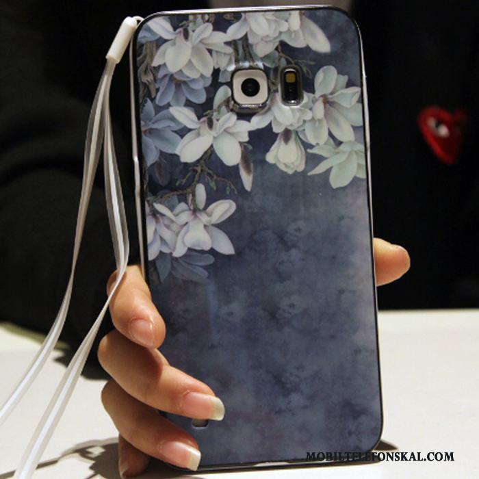 Samsung Galaxy S6 Edge + Mjuk Fodral Fallskydd Blå Skal Telefon Stjärna Silikon