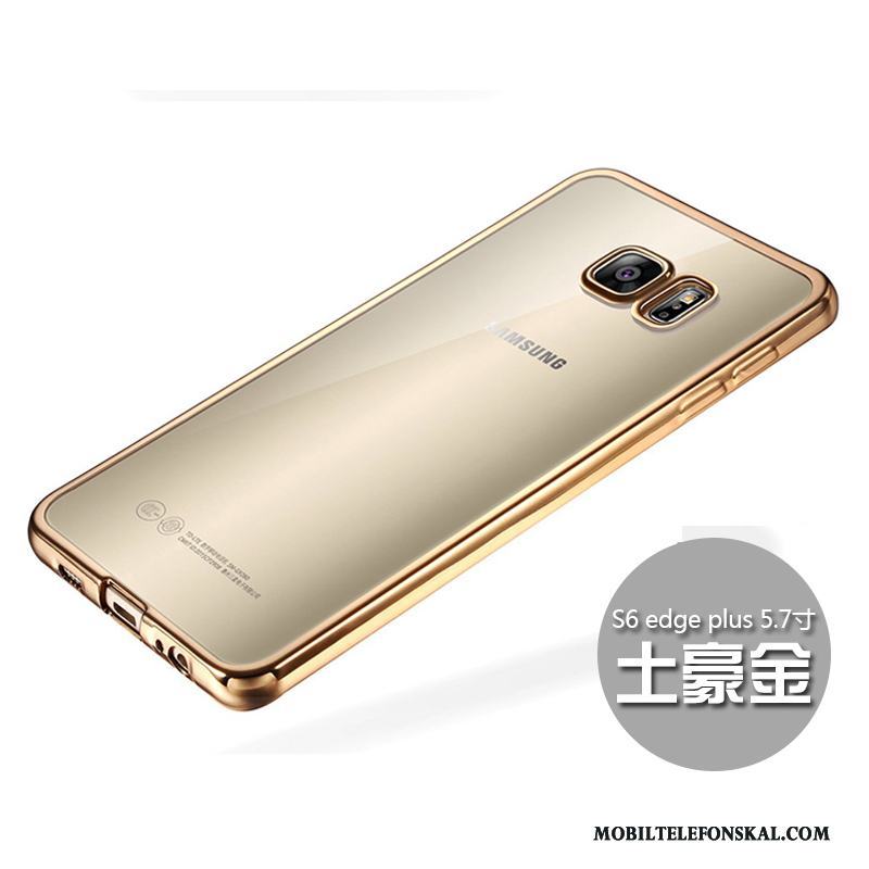 Samsung Galaxy S6 Edge + Skal Skydd Stjärna Silikon Mjuk Guld Fallskydd Slim