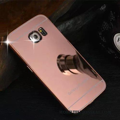 Samsung Galaxy S6 Edge Skal Telefon Metall Stjärna Silver Spegel Bakre Omslag All Inclusive