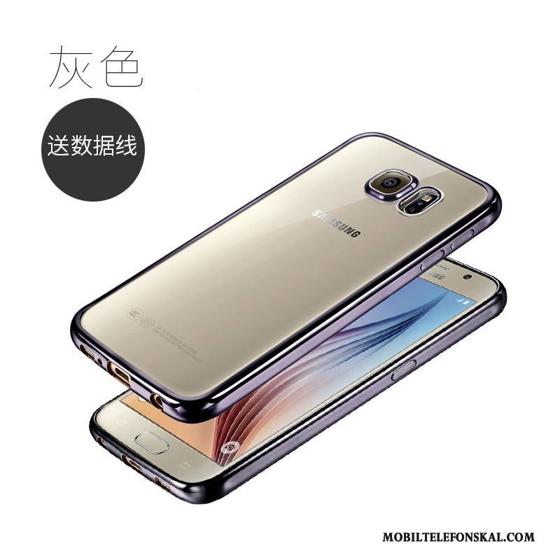 Samsung Galaxy S6 Edge + Skal Transparent Fodral Skydd Mjuk Telefon Silver