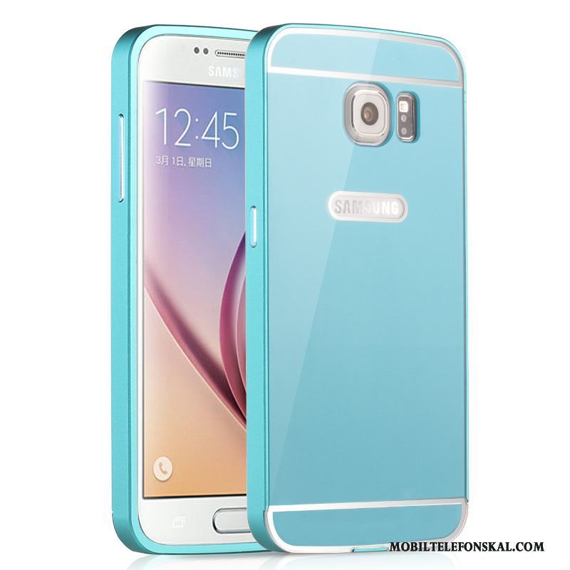 Samsung Galaxy S6 Fodral Rosa Stjärna Bakre Omslag Frame Metall Skal Telefon