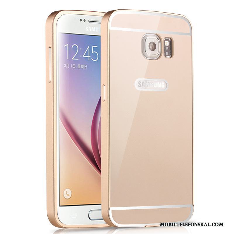 Samsung Galaxy S6 Fodral Rosa Stjärna Bakre Omslag Frame Metall Skal Telefon