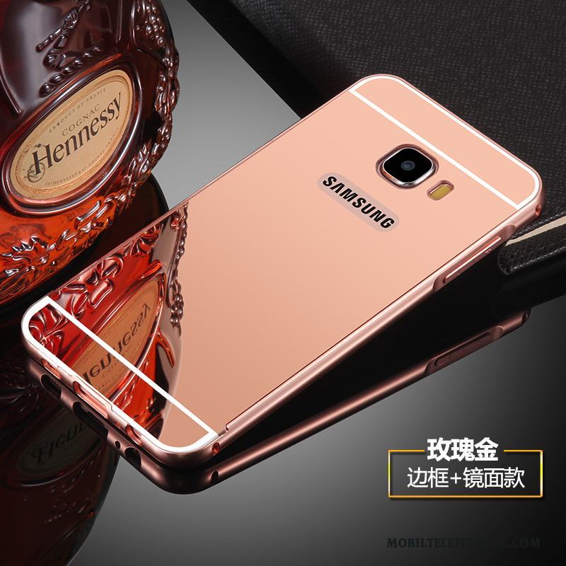 Samsung Galaxy S6 Fodral Rosa Stjärna Bakre Omslag Frame Metall Skal Telefon