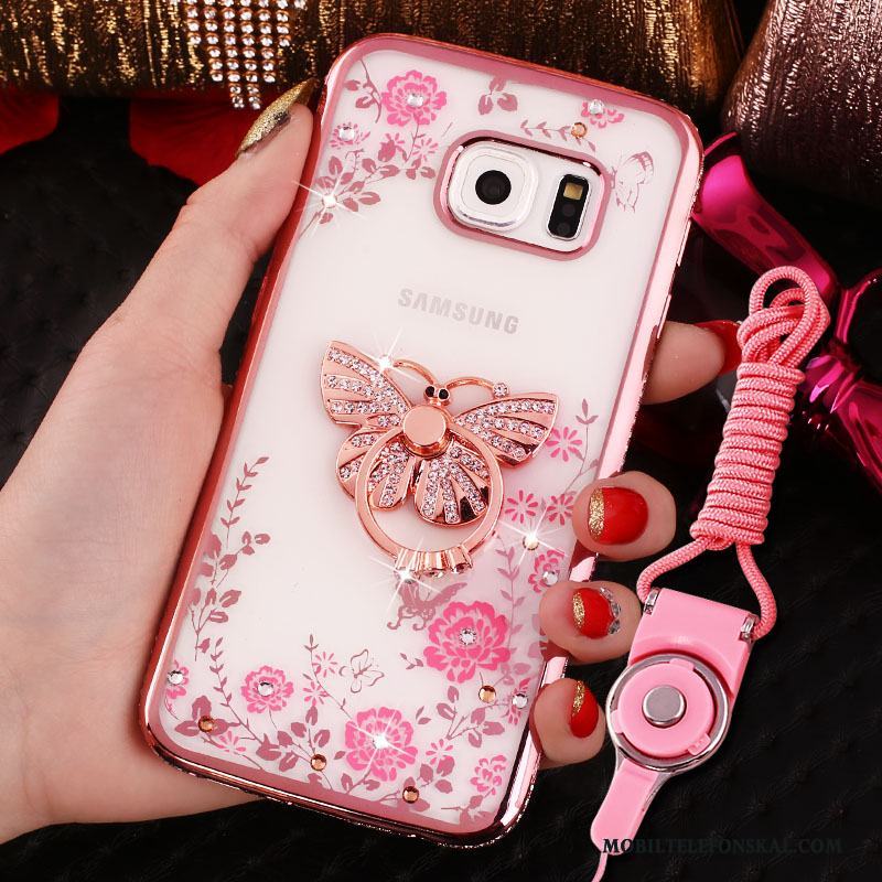 Samsung Galaxy S6 Mjuk Stjärna Fodral Rosa Strass All Inclusive Skal Telefon