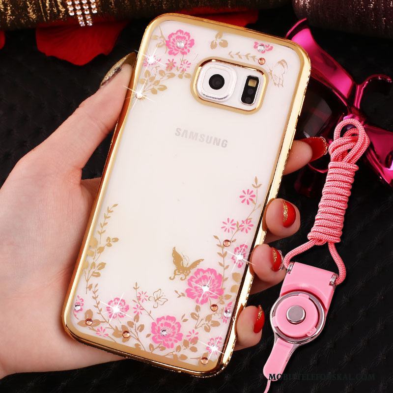 Samsung Galaxy S6 Mjuk Stjärna Fodral Rosa Strass All Inclusive Skal Telefon