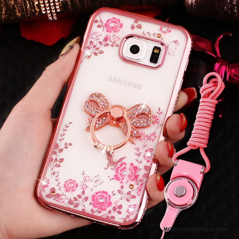 Samsung Galaxy S6 Mjuk Stjärna Fodral Rosa Strass All Inclusive Skal Telefon