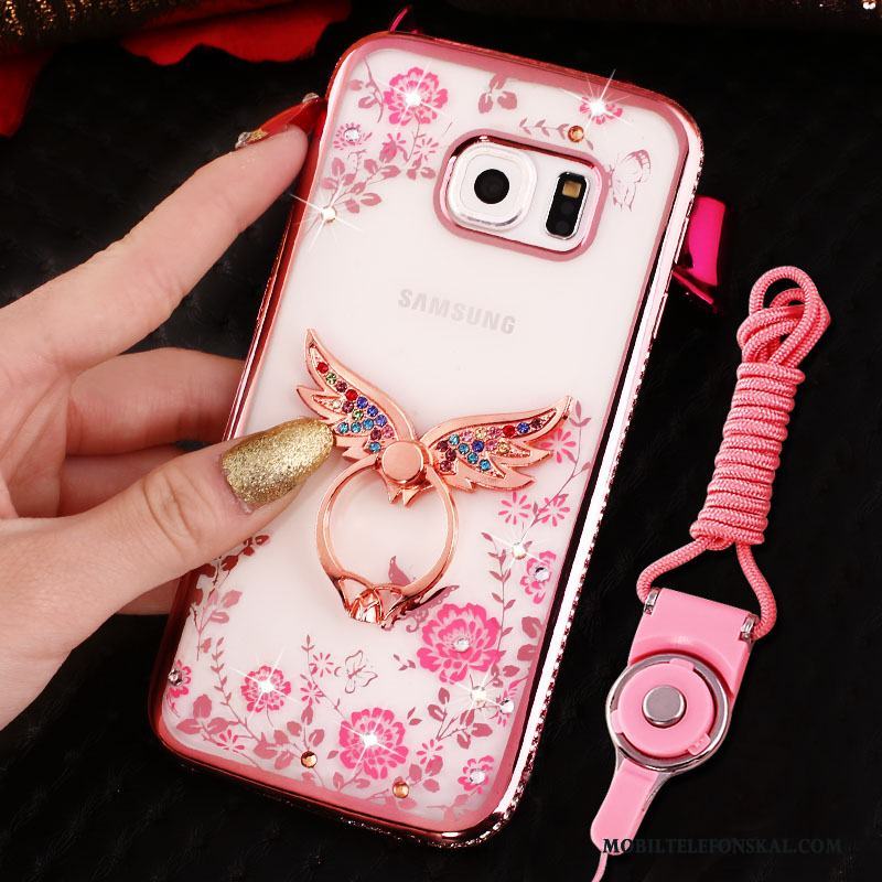 Samsung Galaxy S6 Mjuk Stjärna Fodral Rosa Strass All Inclusive Skal Telefon