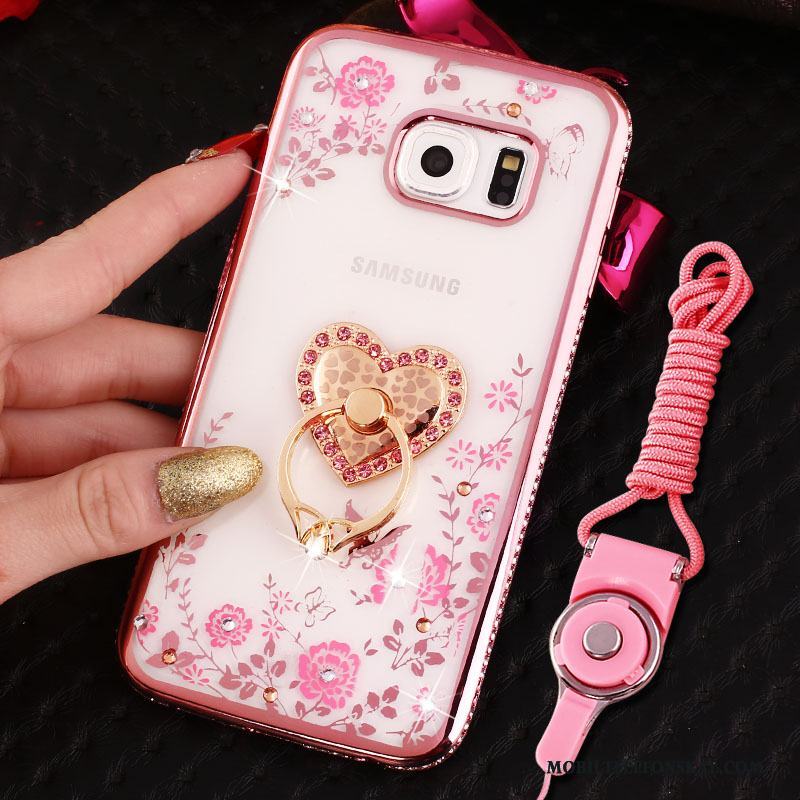 Samsung Galaxy S6 Mjuk Stjärna Fodral Rosa Strass All Inclusive Skal Telefon