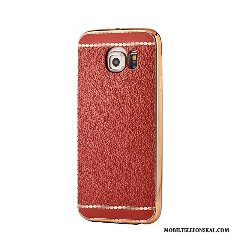 Samsung Galaxy S6 Skal Fodral Plating Läder Mjuk Business Stjärna Trend