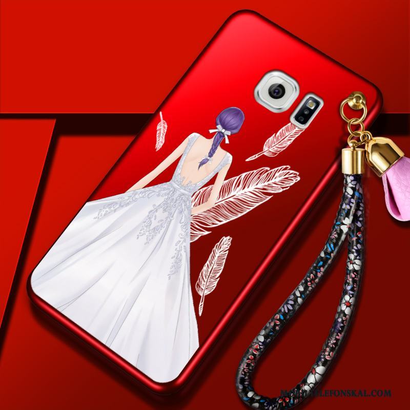 Samsung Galaxy S6 Stjärna Kreativa Röd Skal Telefon Skydd Mjuk