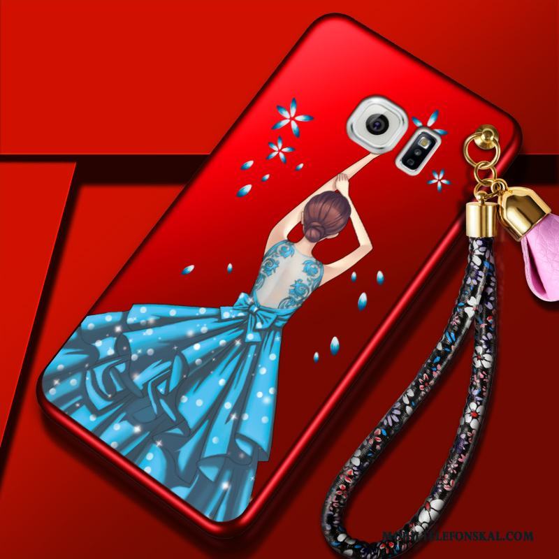 Samsung Galaxy S6 Stjärna Kreativa Röd Skal Telefon Skydd Mjuk