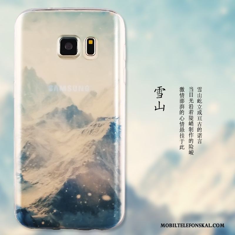 Samsung Galaxy S7 Edge Fallskydd Stjärna Målade Fodral Blå Skal Telefon