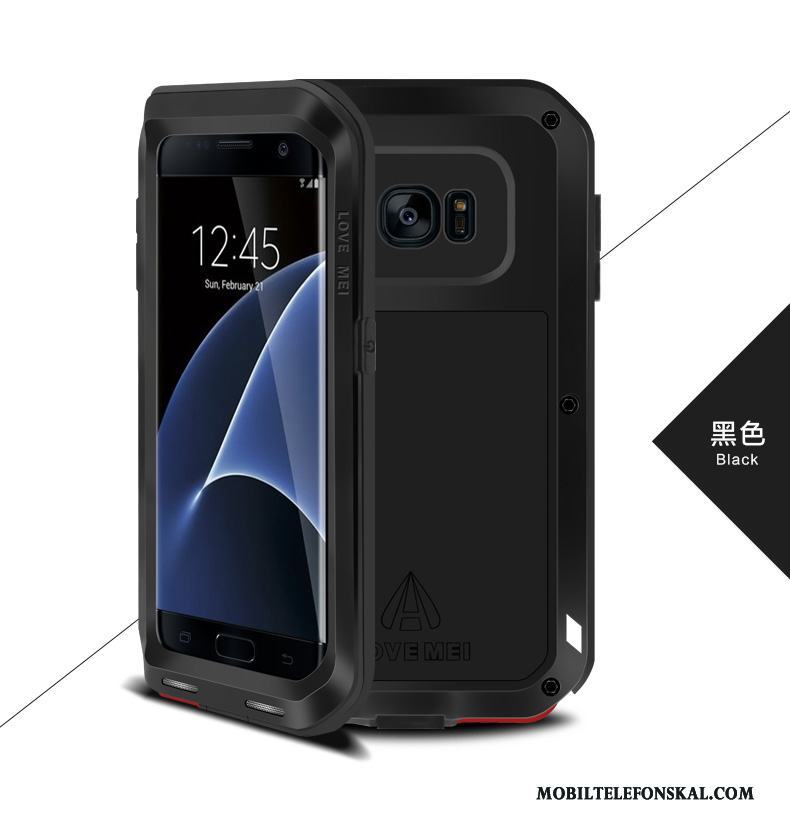 Samsung Galaxy S7 Edge Röd All Inclusive Skal Telefon Fodral Metall Fallskydd Stjärna