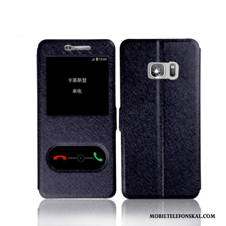 Samsung Galaxy S7 Edge Skal Mobil Telefon Fodral Röd Stjärna Skydd Läderfodral