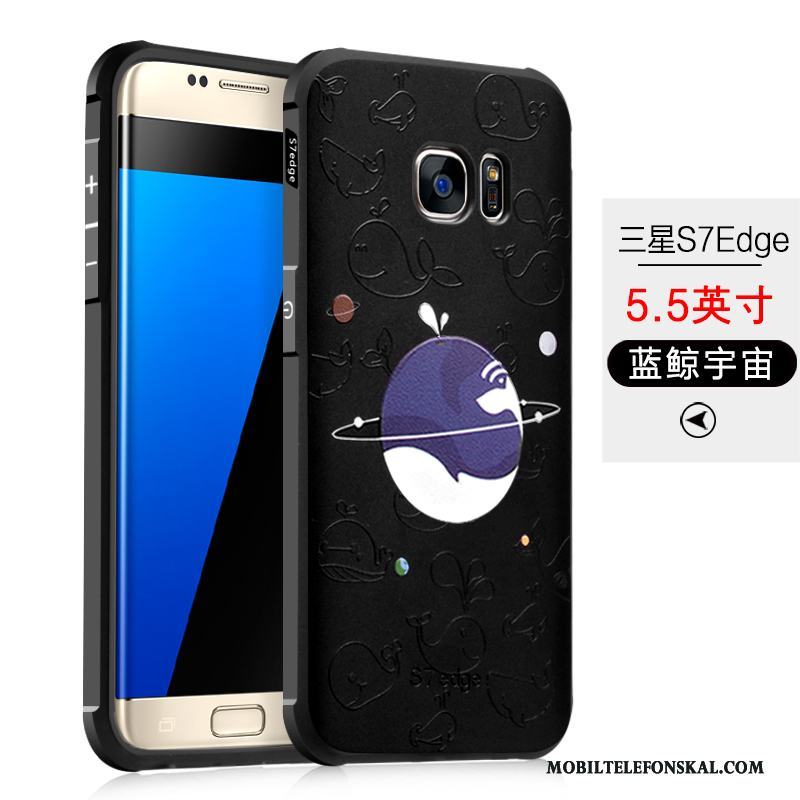 Samsung Galaxy S7 Edge Skal Telefon Stjärna Fodral Mjuk Svart Skydd Fallskydd