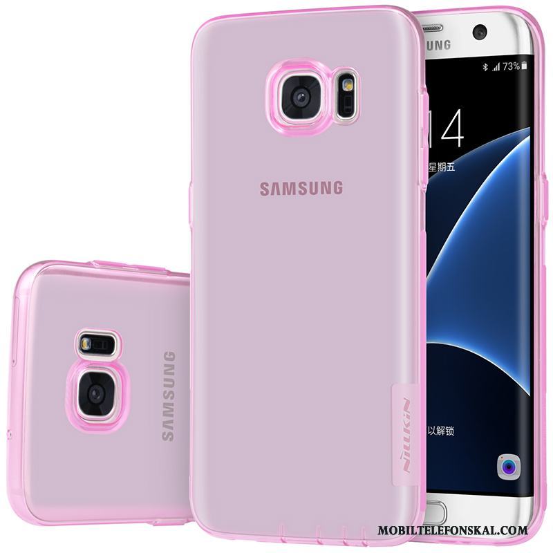 Samsung Galaxy S7 Edge Skydd Skal Mjuk Transparent Rosa Guld Mobil Telefon