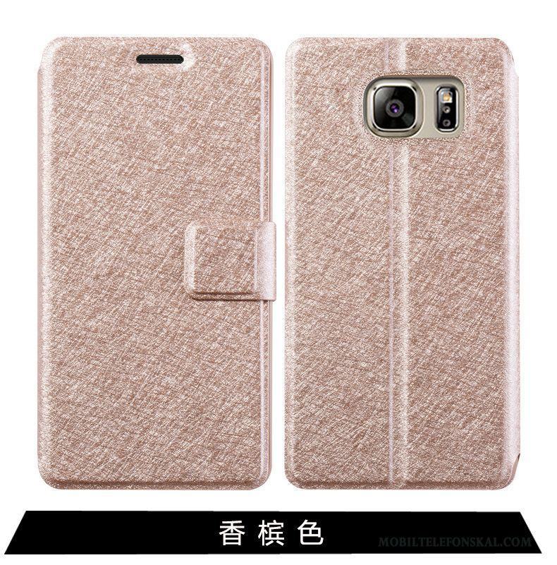 Samsung Galaxy S7 Edge Täcka Mobil Telefon Fodral Stjärna Skal Telefon Rosa Läderfodral