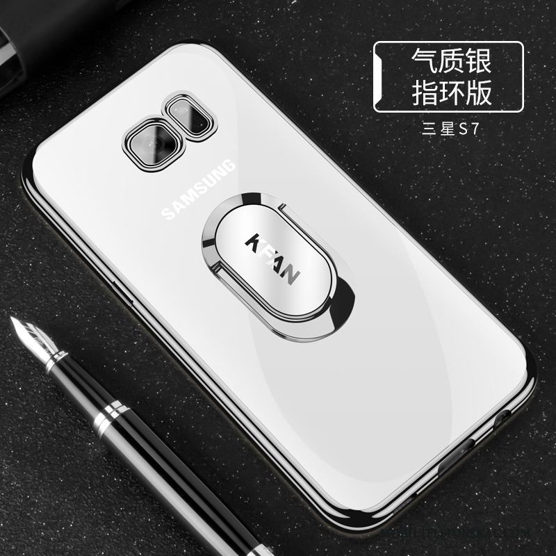 Samsung Galaxy S7 Fodral Skal Mjuk Trend Silver Stjärna Telefon