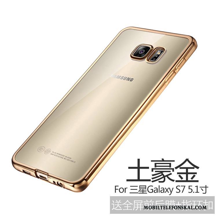 Samsung Galaxy S7 Fodral Slim Skal Telefon Guld Stjärna Mjuk Fallskydd