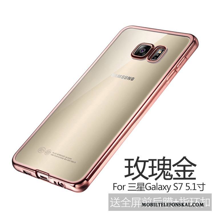 Samsung Galaxy S7 Fodral Slim Skal Telefon Guld Stjärna Mjuk Fallskydd