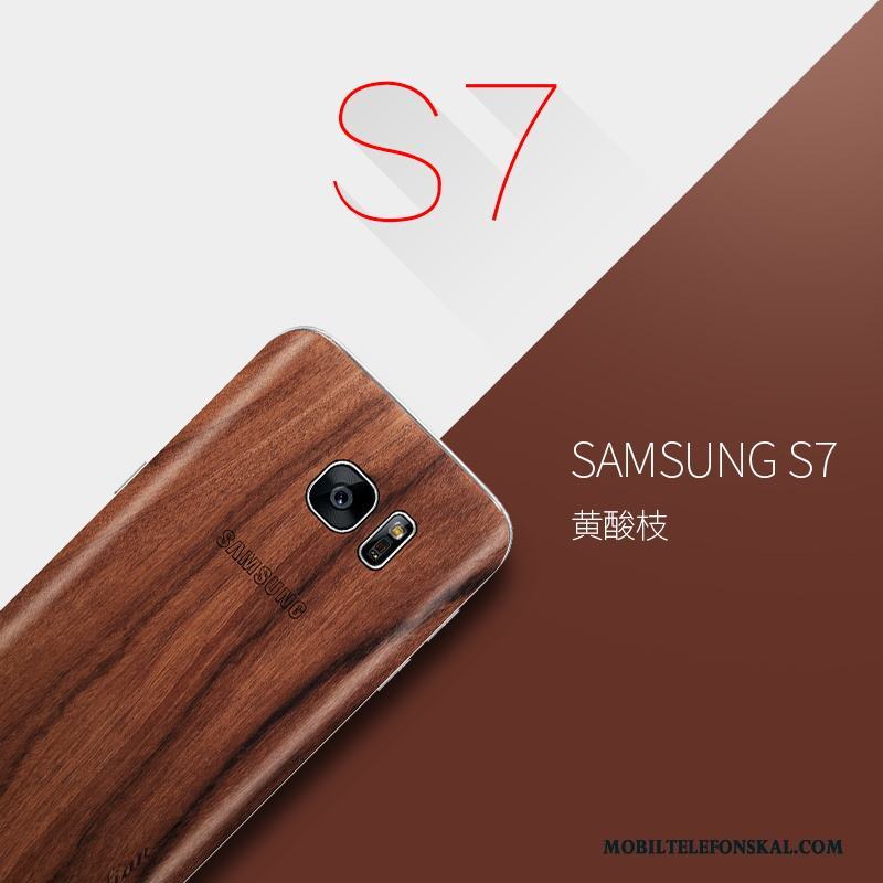 Samsung Galaxy S7 Massivt Trä Stjärna Väska Fodral Skydd Slim Skal