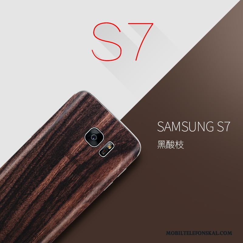 Samsung Galaxy S7 Massivt Trä Stjärna Väska Fodral Skydd Slim Skal