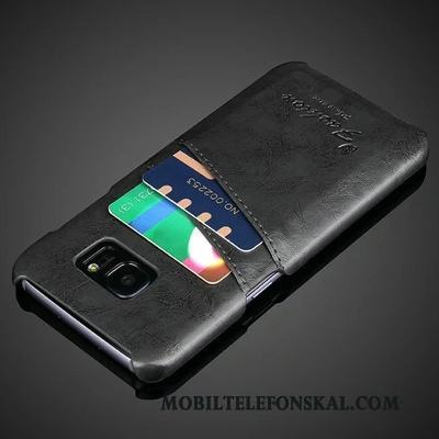 Samsung Galaxy S7 Mobil Telefon Skal Telefon Kort Läderfodral Äkta Läder Stjärna Vinröd