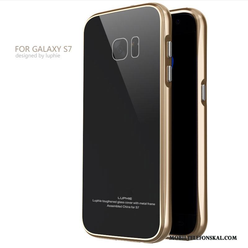 Samsung Galaxy S7 Silver Stjärna Fallskydd Bakre Omslag Frame Skal Fodral