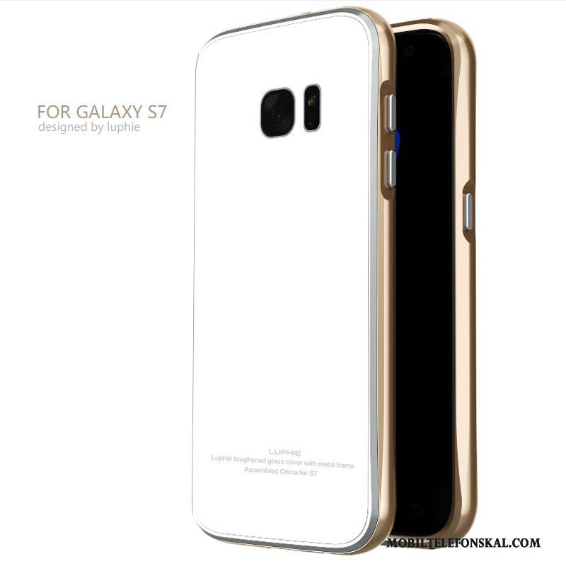 Samsung Galaxy S7 Silver Stjärna Fallskydd Bakre Omslag Frame Skal Fodral