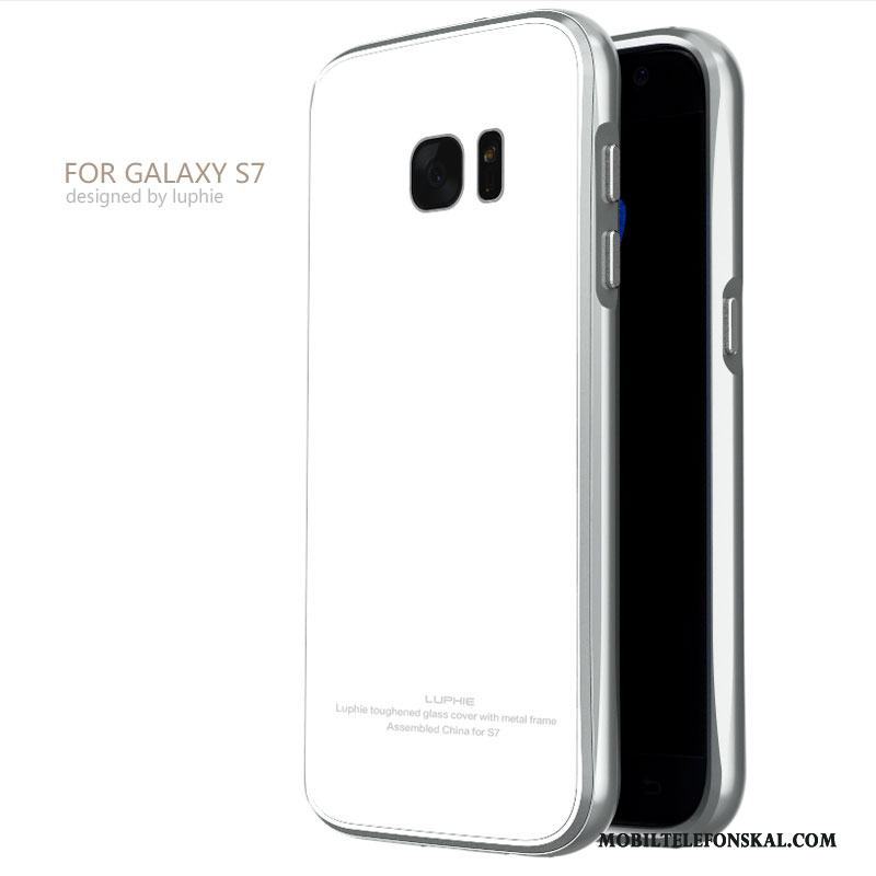 Samsung Galaxy S7 Silver Stjärna Fallskydd Bakre Omslag Frame Skal Fodral