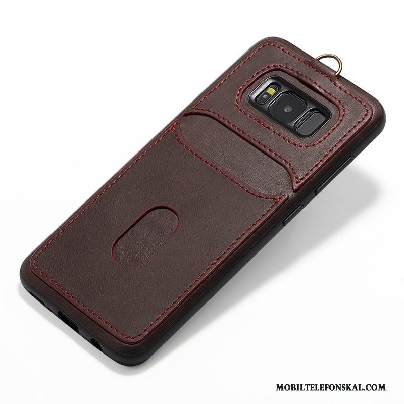 Samsung Galaxy S8 All Inclusive Skydd Skal Telefon Fodral Röd Läderfodral Bakre Omslag