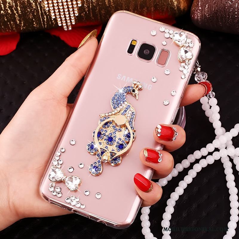 Samsung Galaxy S8+ Fodral Rosa Stjärna Skal Skydd Silikon Strass