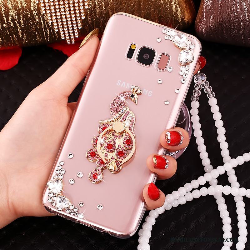 Samsung Galaxy S8+ Fodral Rosa Stjärna Skal Skydd Silikon Strass