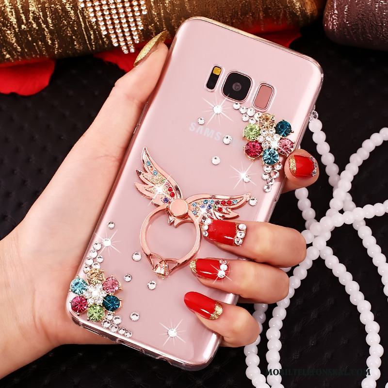 Samsung Galaxy S8+ Fodral Rosa Stjärna Skal Skydd Silikon Strass