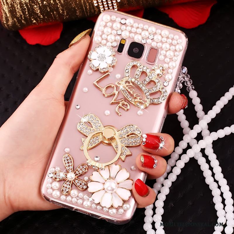 Samsung Galaxy S8+ Fodral Rosa Stjärna Skal Skydd Silikon Strass