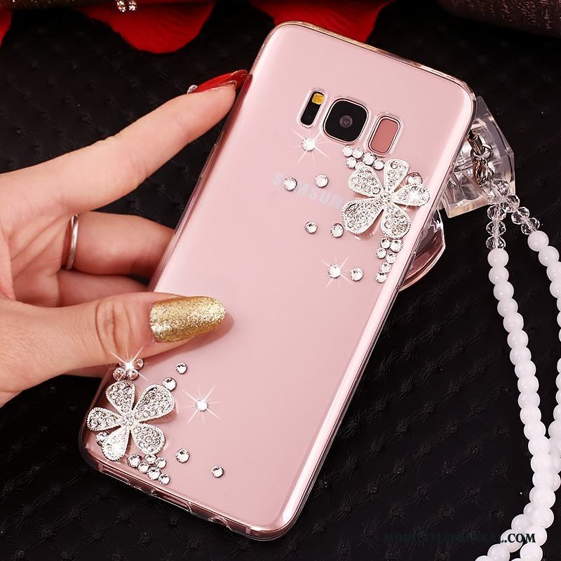 Samsung Galaxy S8+ Fodral Rosa Stjärna Skal Skydd Silikon Strass