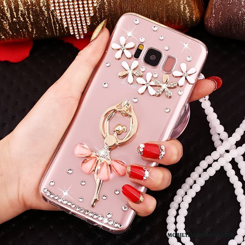 Samsung Galaxy S8+ Fodral Rosa Stjärna Skal Skydd Silikon Strass