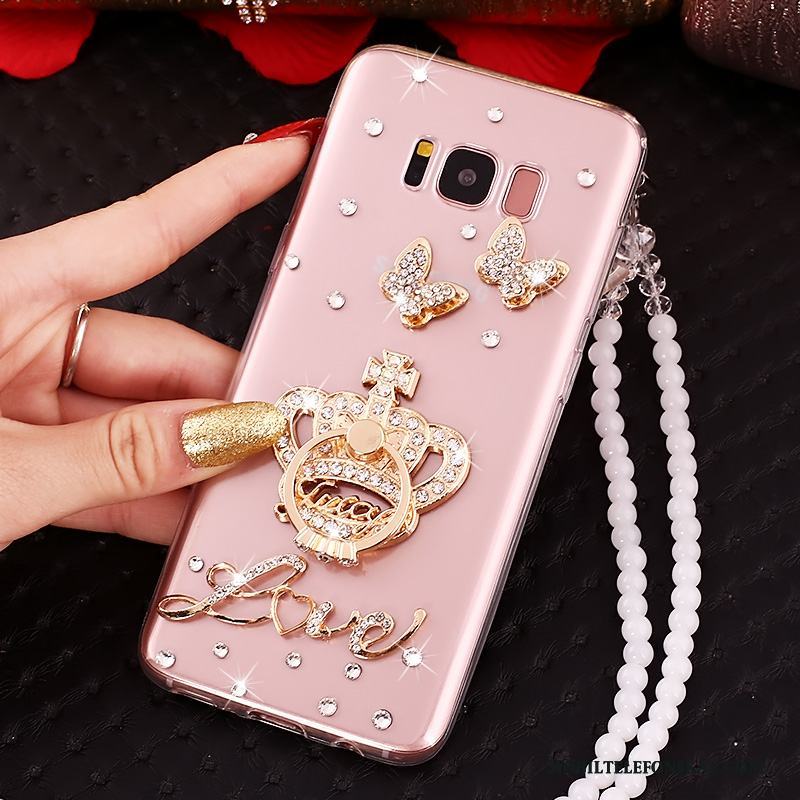 Samsung Galaxy S8+ Fodral Rosa Stjärna Skal Skydd Silikon Strass