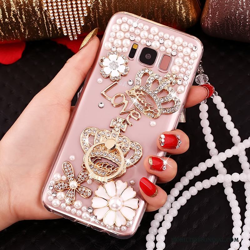 Samsung Galaxy S8+ Fodral Rosa Stjärna Skal Skydd Silikon Strass