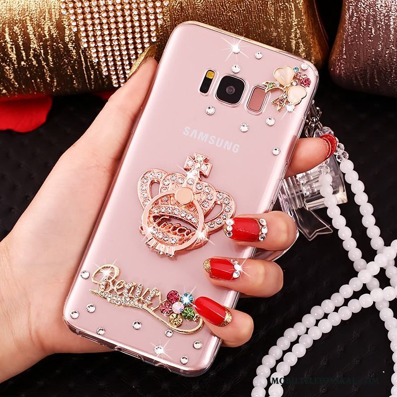 Samsung Galaxy S8+ Fodral Rosa Stjärna Skal Skydd Silikon Strass