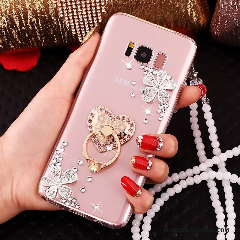 Samsung Galaxy S8+ Fodral Rosa Stjärna Skal Skydd Silikon Strass