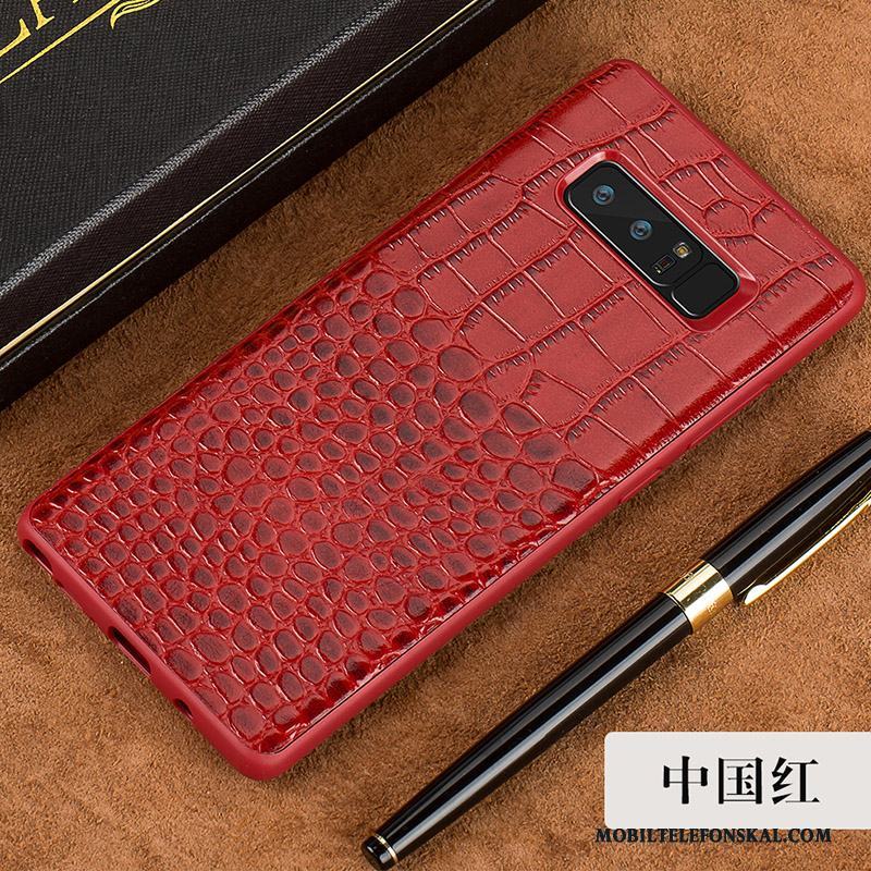 Samsung Galaxy S8 Fodral Stjärna All Inclusive Skal Telefon Äkta Läder Business Röd